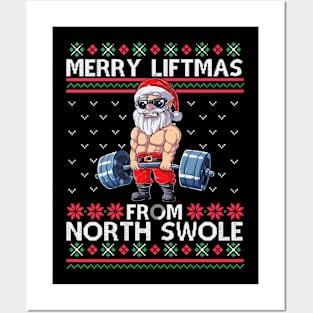 Merry Liftmas From North Swole Muscle Santa Weightlifting Posters and Art